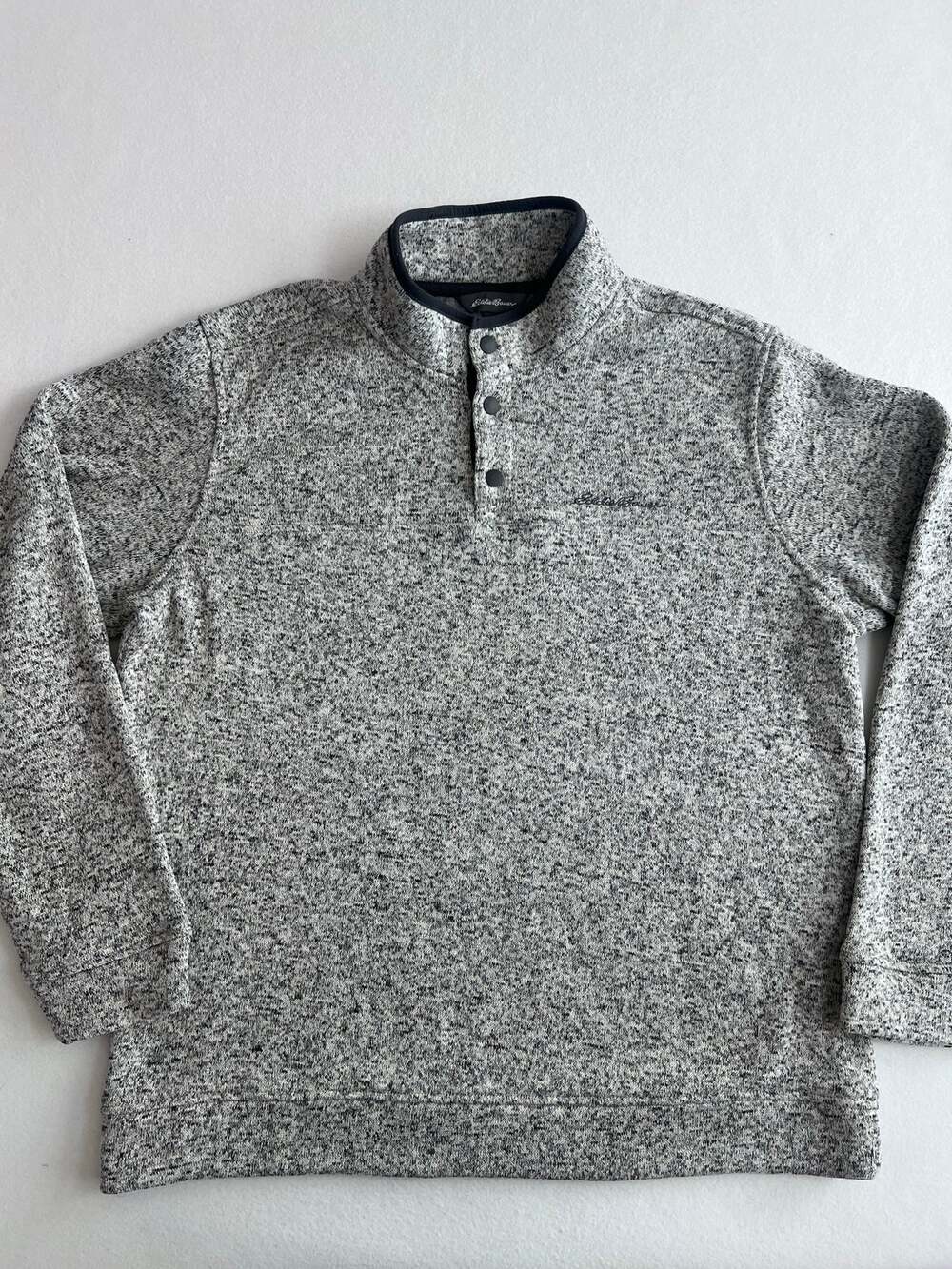 Eddie Bauer Radiator Fleece Snap Mock Neck Pullover Sweater Men's L Gray